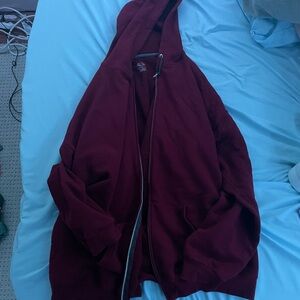 Burgundy Zip-Up Hoodie
